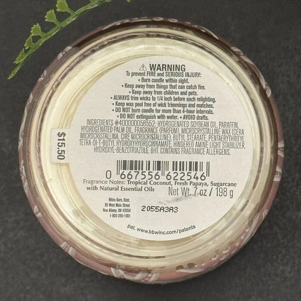 BBW Island Papaya White Barn Bath & Body Works Mason Jar Single Wick Candle - Picture 10 of 10
